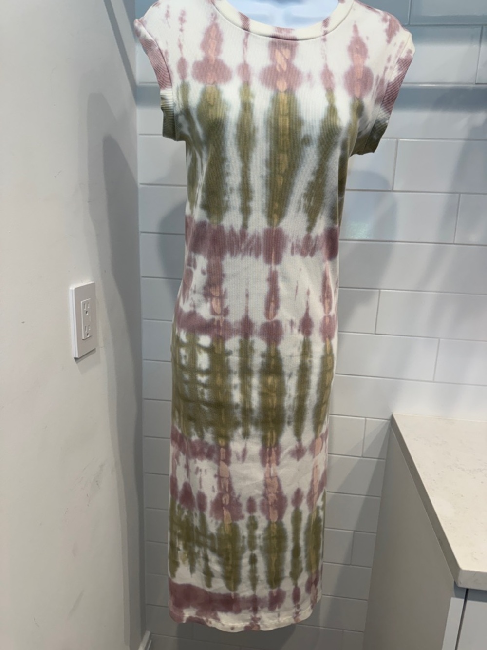 Young Fabulous & Broke Tie-Dye Maxi Dress in Pink, Olive & Cream